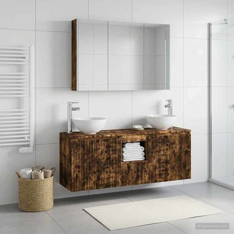 vidaXL Bathroom Cabinet Set 4 pcs Smoked Oak Engineered Wood (1/5)