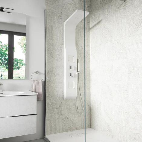 Pannello doccia in ABS bianco opaco con doccino 3 funzioni Vernel (1/4)