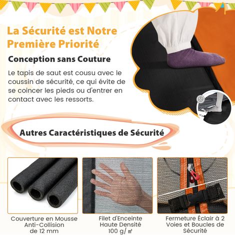 2 en 1 Trampoline Enfants (190x122cm) avec Balançoire Amovible Trampoline de Jardin avec Filet de Sécurité Charge 100kg pour 3 Ans+ Noir Orange CW3150 Maison Chic (1/3)