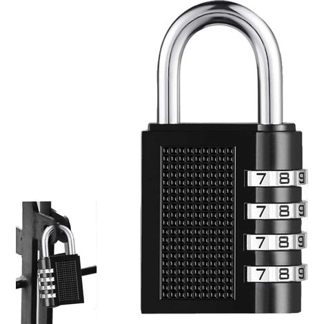 Cadenas à 4 chiffres – Cadenas à anse longue étanche  Combinaison étanche pour casier de gym, barrière de clôture, boîte à outils, casier à moraillon pour employés