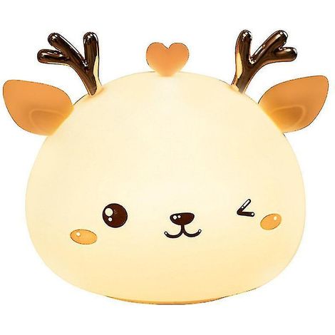 Veilleuse enfant, veilleuse bébé fille motif cerf, veilleuse LED rechargeable sur prise électrique, Multico (1/3)