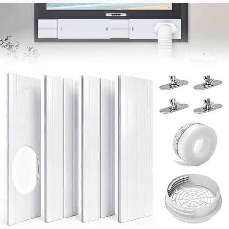 Kit de Plaque Fenêtre Climatiseur Mobile, 4 Pièces Calfeutrage pour Fenêtre pour Climatiseur Mobile, Joint de Fenêtre pour Fenêtre de 43 à 140cm (1/5)