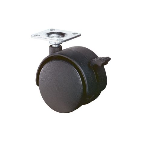 BS Rollen Doble rueda de plástico con freno de poliamida, placa atornillable 40 kg - F85.050.PL (1/3)