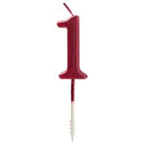 Bougie Rouge Brillante N°1 Chiffre 1 Scintillant Rouge - Ibili