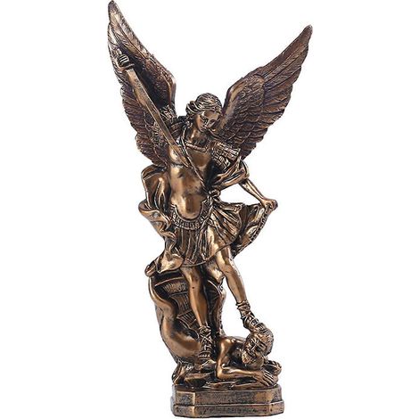 Statue de l'archange Michel terrassant le démon (30 cm), figurine d'ange de collection, sculpture religieuse représentant Lucifer (1/5)