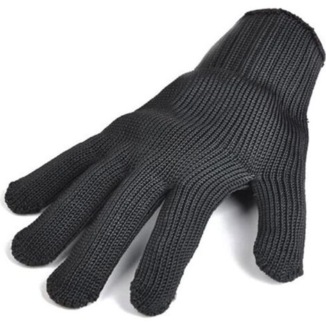 Gants résistants aux coupures, Gant de sécurité niveau 5 Anti-coupure noir résistant aux coupures fil métallique travail jardin cuisine ménage travail gants de protection Coupe extensible confortable. (1/5)