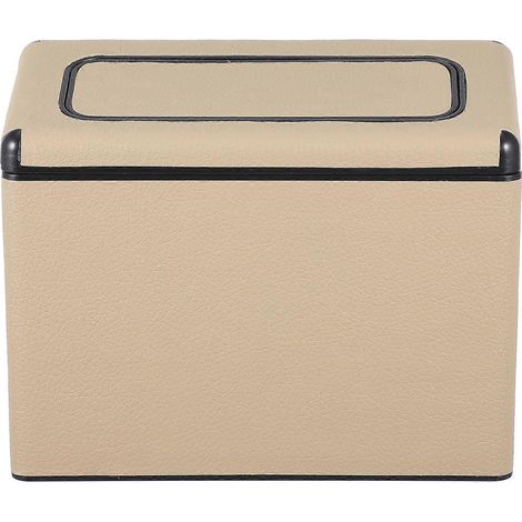 Poubelle de voiture portable avec couvercle, poubelle de véhicule étanche-16X13cm-Beige (1/3)