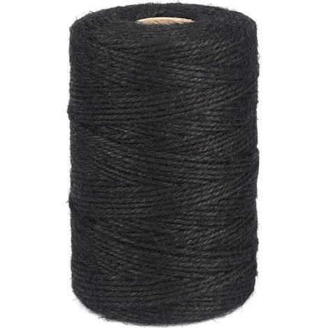 1 Rouleau Corde Jute 2mm, 200M Ficelle Chanvre Noir, Robuste Pour Jardinage, DIY, Cadeau, Décoration Intérieure