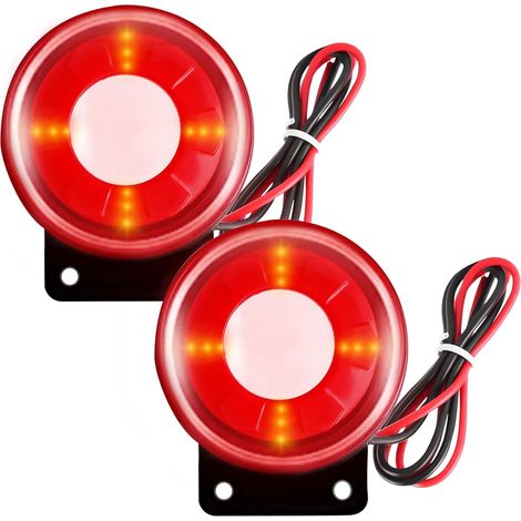 Système d'alarme de sécurité 120 dB : alarmes lumineuses électroniques pour la maison, mini alarme sonore clignotante, mini sirène 12 V pour systèmes d'alarme, maison, garage, commerce (1/5)