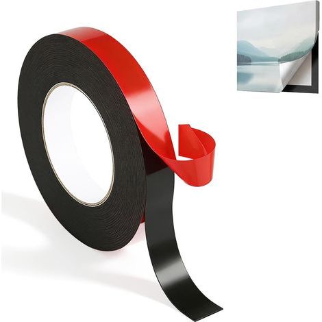 Ruban Adhésif Double Face Extra Fort, Mousse Acrylique, wasserfest, temperaturbeständig für Décoration Maison/Bureau/Voiture und Fixation Bande LED (Haute Viscosité, Aucun Résidu) (M) (1/5)