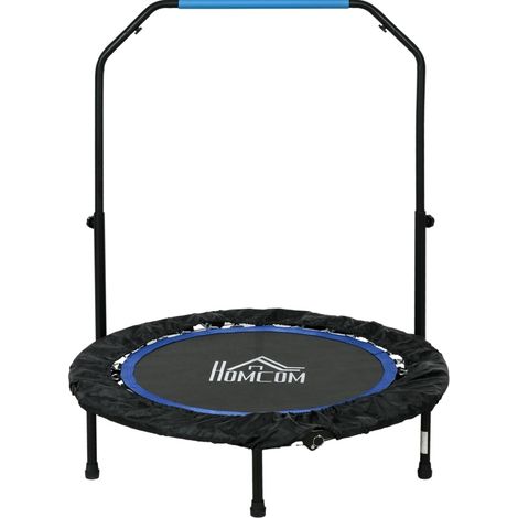 Trampolín de fitness plegable con asa ajustable, Ø102 x 123 cm, 100 kg, negro y azul OKMYHOME (1/5)