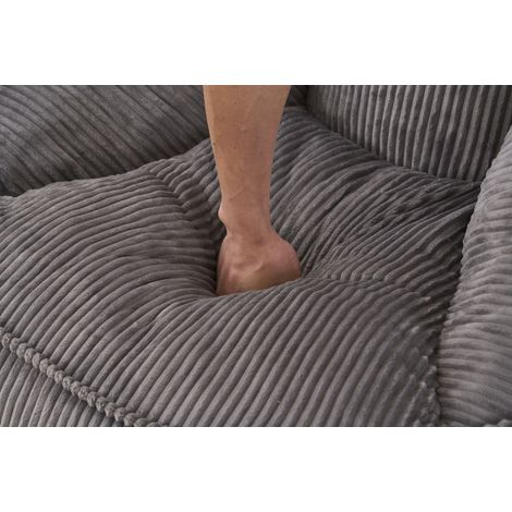 Fauteuil poire 90x90x59 cm gris clair, dossier ergonomique, tissu velours côtelé, MEUBLIV (1/5)