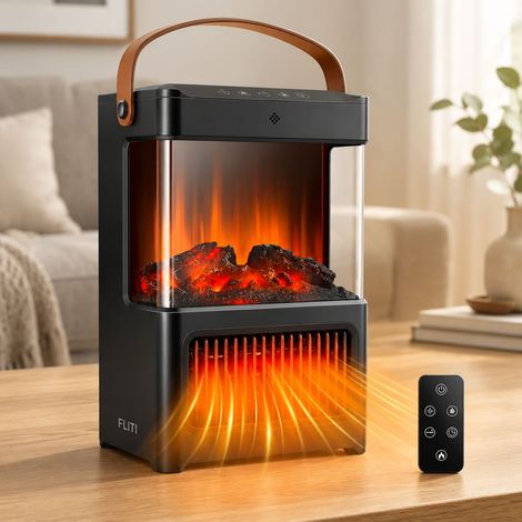 FLITI Cheminée électrique portable effet flamme 3D 15m² avec télécommande et écran tactile minuterie 8h PTC silencieux (1/5)