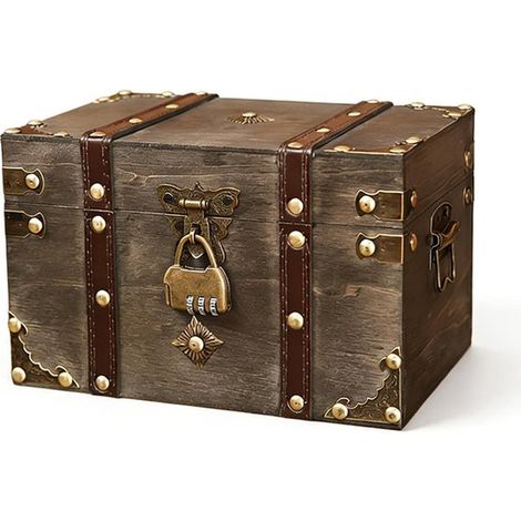 Petit coffre à trésors avec serrure à combinaison – boîte à bijoux – Boîte à bijoux pour enfants – Boîte de rangement décorative – Boîte de rangement multifonctionnelle – 18 x 11 x 10 cm – Bois blanc (1/5)