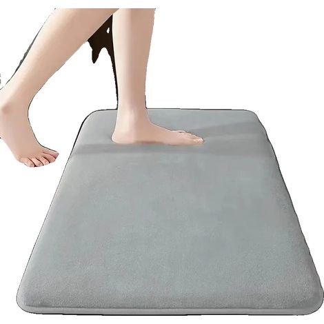 Tappetino da bagno con retro antiscivolo, in morbido tessuto scamosciato, 60x90 cm - colore grigio chiaro. (1/2)