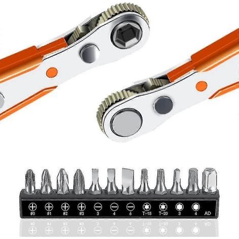 13-teiliges 110-mm-Ratschenschraubendreher-Set, 1/4"-Mini-Ratschenschlüssel und 12 1/4"-Schraubendreherbits mit hohem Drehmoment. (1/5)