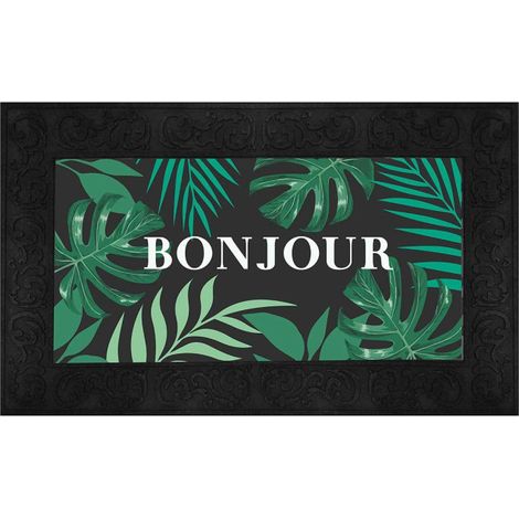 Tapis Relief Imprimé "Vesta" 45x75cm Noir & Vert