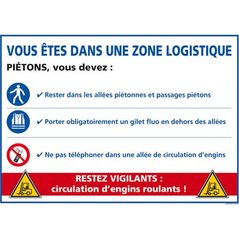 Panneau de Signalisation Zone Logistique (D0928) - Adhésif - 105 x 75 mm