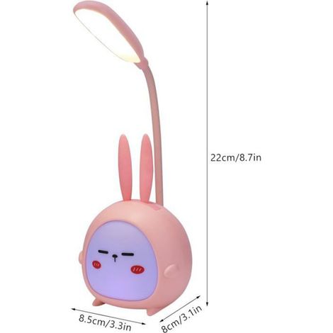 Lampe de bureau LED pour enfants,lampe de bureau sans fil,lampe de bureau de dessin animé mignon 3 modes,rechargeable par USB,Rose (1/5)