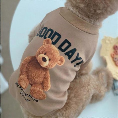 Sudadera con capucha para cachorros de otoño/invierno, ropa de dibujos animados, camiseta de oso, chaleco, suéter para gatos, pequeño, mediano, grande, camisa deportiva para perros, chaleco para masco (1/4)