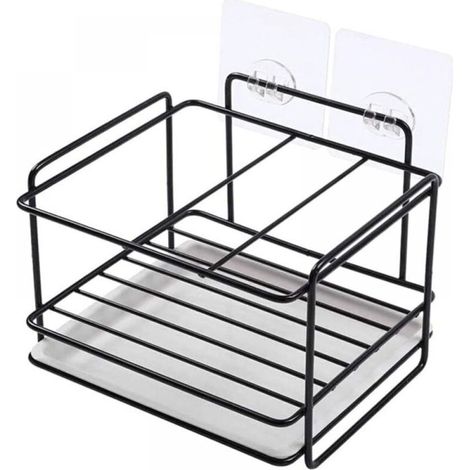 (Black) Kitchen Sponge Holder, Sponge Tray, Sink Organizer with Adhesive Surface, for Dishwasher, Liquid Soap, Brush, Towel, Drainer, Bathroom (1/5)