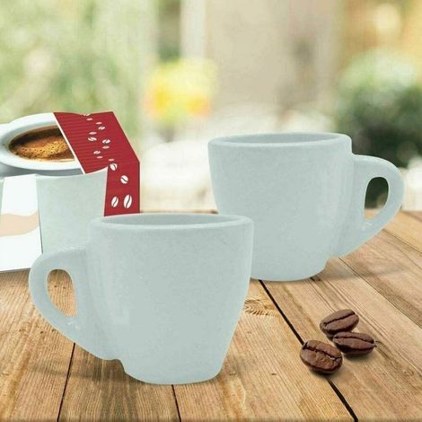 TrAdE Shop Traesio - Set 6 Tazzine Servizio Da Caffe Tazzina Alta In Ceramica Bianca Da Cucina -