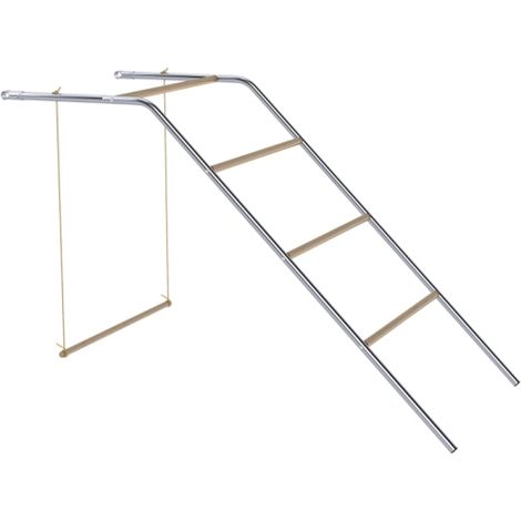 Area giochi in legno per galline con posatoi e altalene regolabili, dimensioni: 82 x 150 x 110 cm, colore argento, da assemblare in loco. (1/5)