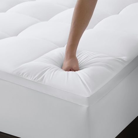 Mattress Topper 120 x 200 cm Thick Mattress Topper with 25 cm Deep Pockets Soft and Machine Washable White (1/5)