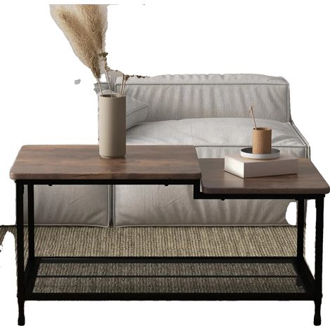 Tavolino da caffè in MDF, dimensioni 100 x 50 x 48 cm, facile da montare, struttura a due ripiani, portata massima 300 kg. (1/5)