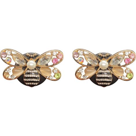 Lot de 2 breloques créatives pour voiture, mignonnes petites abeilles scintillantes, à clipser sur les grilles d'aération intérieures du véhicule, avec un petit flacon de parfum. Cadeau tendance pour (1/5)