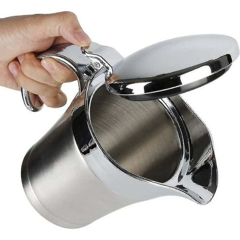 Salsera térmica de acero inoxidable de primera calidad con doble aislamiento, elegante salsera térmica plateada, perfecta para cenas y fiestas. (1/5)