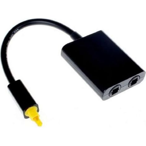 1pc Black Fiber Optic Splitter, Dual Port Fiber Optic Digital Audio Splitter Easily Connects Multiple Components (1/5)