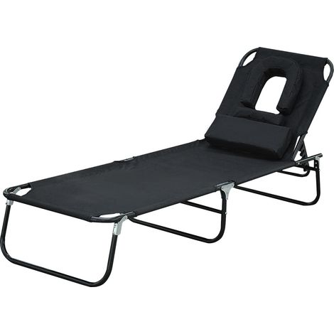 easycomfort lettino prendisole lettino da giardino sedia sdraio da esterno con apertura frontale nero (1/5)