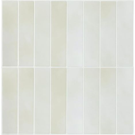 Lot de 10 autocollants pour carrelage mural 3D pour cuisine et salle de bain (30,5 x 30,5 cm, beige) (1/5)