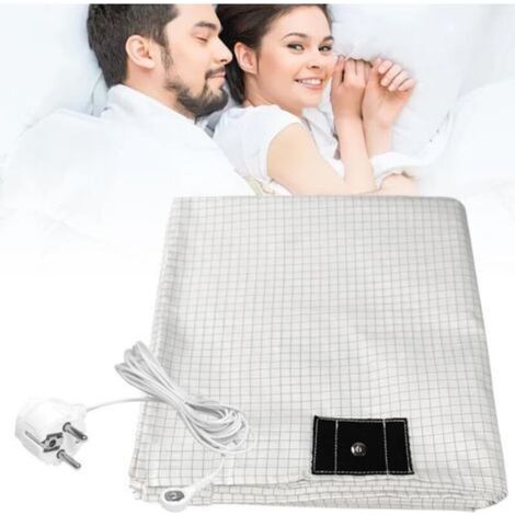 Tapis de mise à la terre 100x203cm avec 5% fibre d'argent et 95% coton biologique drap de connexion au sol pour champ magnétique
