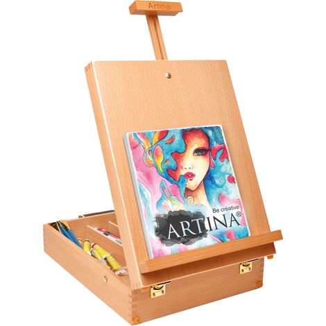 Artina Cavalletto professionale per pittura da tavolo Nancy - cassetta/valigetta integrata - leggío, supporto tele (1/5)