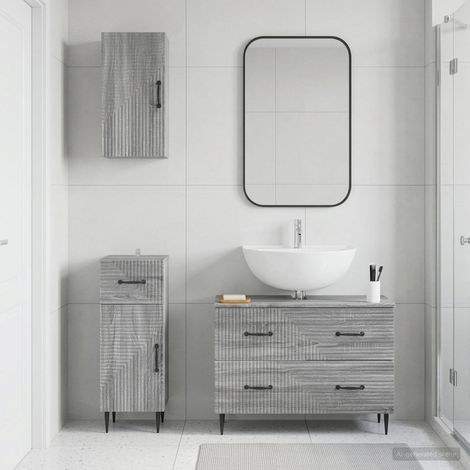 vidaXL 3 Piece Bathroom Cabinet Set HAARLEM Grey Sonoma (1/5)