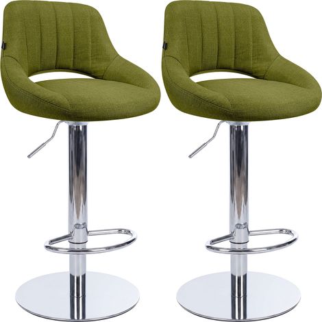 Set de 2 taburetes de bar Milet cromados con base extra pesada Verde Tela (1/5)