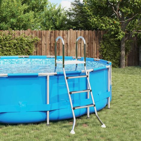 vidaXL Scala per piscina fuori terra 100 cm 3-Step Acciaio Inox 304 (1/5)