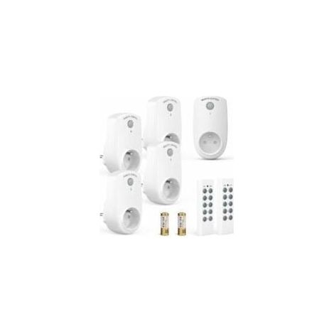 Lot de 5 Prise Programmable Électrique, Prise Télécommandée sans Fil avec 2 Télécommandes 2 Piles Fournies, 30M de Distance de Contrôle dans la Zone Ouverte, Fonction on/Off (1/5)