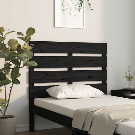vidaXL Cabecero de cama madera maciza de pino negro 100x3x80 cm (1/5)