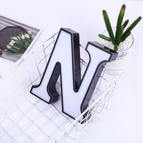 Lettre lumineuse LED alphabet anglais en plastique, déco murale pour anniversaire demande en mariage, lumière blanche, pile AAA (1/5)