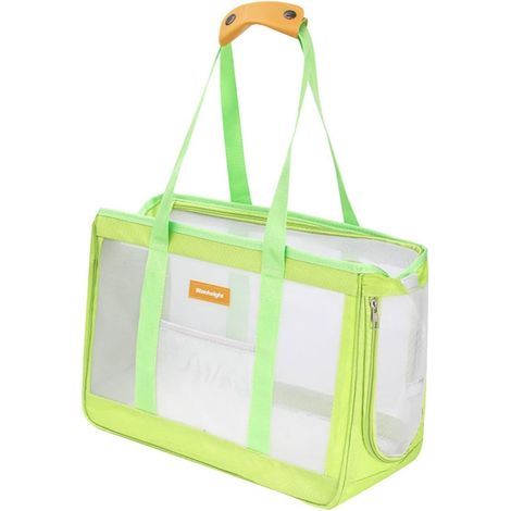 Foldable Cat Carrier Backpack, Pet Carrier Bag, Ventilated Basket, Large Capacity Oxford and Mesh, Shoulder and Hand Carry, Suitable for Cats, Green (1/5)