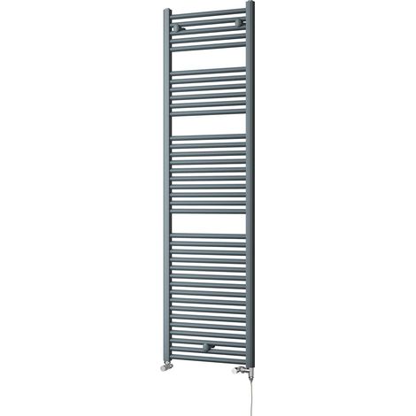 Roma - Anthracite Dual Fuel Towel Rail H1785mm x W500mm Standard - Straight (1/3)