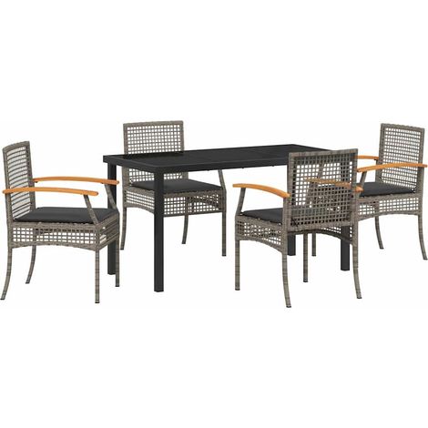Maison Exclusive - Set da Pranzo per Giardino 5 pcs Grigio e Nero Rattan (1/5)