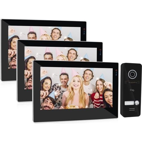 Caméra de sécurité sans fil avec sonnette vidéo TUYA WiFi interphone vidéo interphone 7 pouces 1080P moniteur à écran tactile avec application caméra filaire/déverrouillage de carte magnétique Install (1/5)