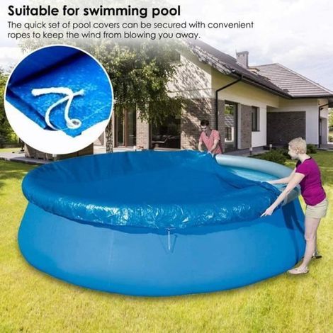 Runde Poolabdeckung mit 305 cm Durchmesser, blaue wasserdichte und staubdichte Plane für Schwimmbecken, 10 Fuß (305 cm) (1/5)