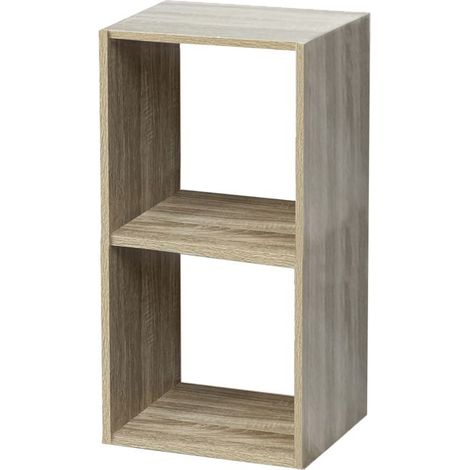 Étagère à 2 cases - JUANIO - 2 cubes - chêne - L34,4×P32×H67,6 cm - Bois (1/4)