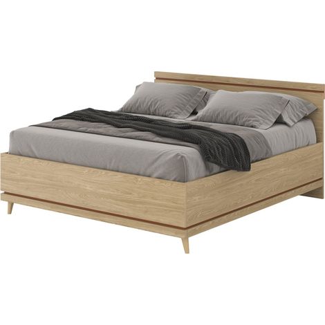 Lit NOKI – 180x200 cm helles Eichenholz und Mokka – Skandinavischer Stil ohne Lattenrost