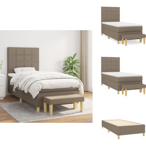 Boxspringbett mit Matratze Taupe 90x190 cm Stoff - Boxspringbett - Doppelbett - Bettenrahmen - Schlafsystem - Tapete (1/5)